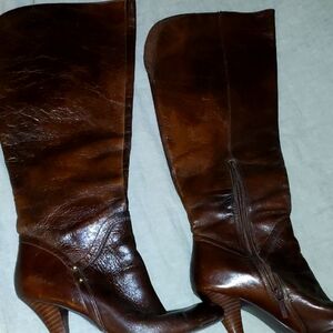Elegant Brown Leather Knee-High Boots